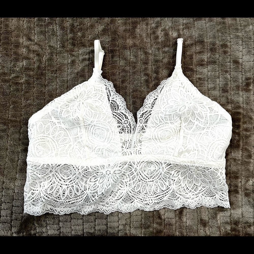 White Sparkle Floral Lace Bralette